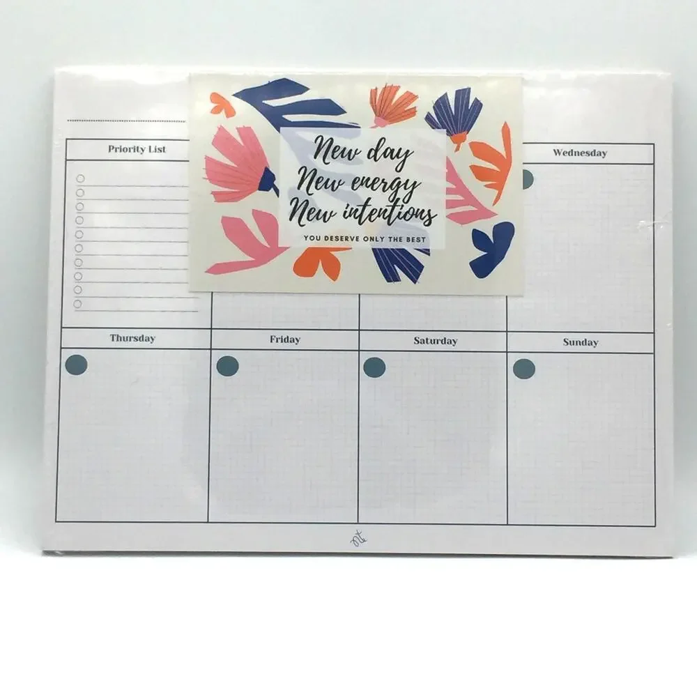 Weekly Task Planner Pad Tear Off 52 Pages Undated 8.5